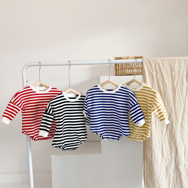 

rompers autumn toddler boys girls striped bodysuit born baby long sleeve jumpsuit kids cotton casual clothing, Blue