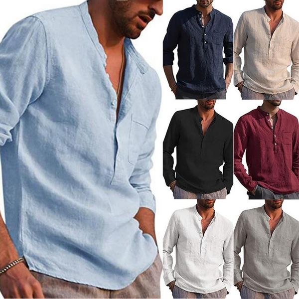 

men's casual shirts men shirtslong sleeve v-neck beach shirt clothing large size chemise homme 2021 fashion clothes, White;black
