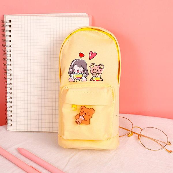 

cosmetic bags & cases pencil case large capacity cat bear kawaii school pen supplies bag creativity canvas pencils pouch stationery mo155