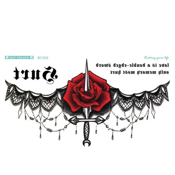 

temporary tattoos 5pcs jewelry tattoo sticker waterproof lace body chest waist art choker pendant