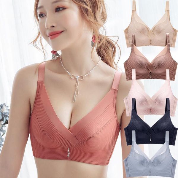 

bras lace beauty back non-steel ring siya bra adjustable underwear women's small bust gathering breast hugging thin, Red;black