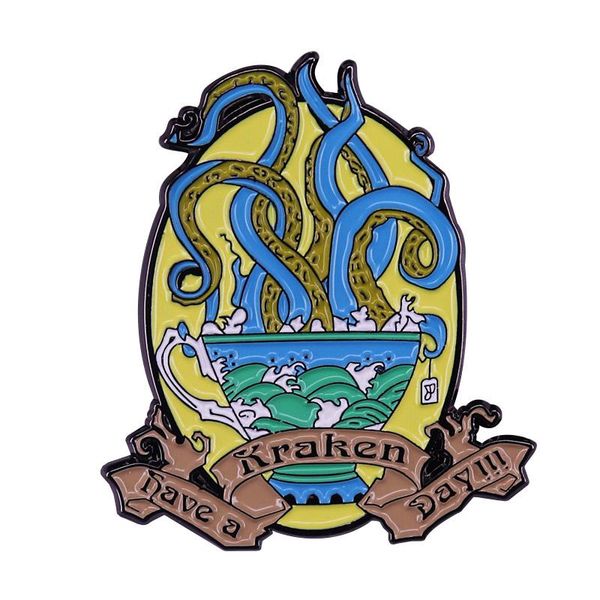 

pins, brooches have a kraken day tentacles of the deep sea brooch pins enamel metal badges lapel pin jackets jeans fashion jewelry, Gray