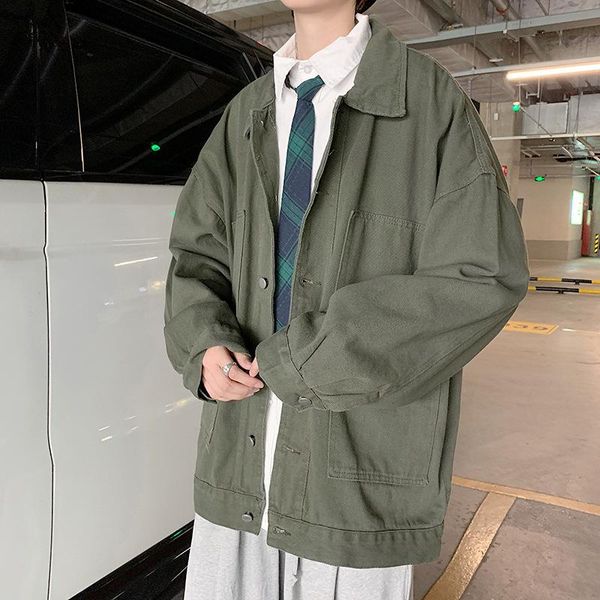 

men's jackets classic men solid denim loose retro couple teenagers ulzzang spring males outwear hipster casual wind-proof chic, Black;brown