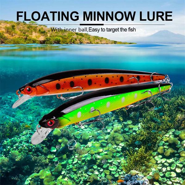 

9pcs fishing lure 14cm-18.5g/0.65oz sinking minnow long casting wobblers artificial hard baits 6# bkb hooks swimbaits noisy isca