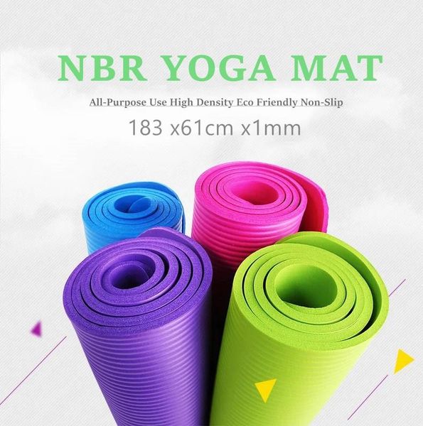 

yoga mats all-purpose 72*24inch 1mm extra thickness high density eco friendly nbr non-slip eercise mat with carrying strap and bag