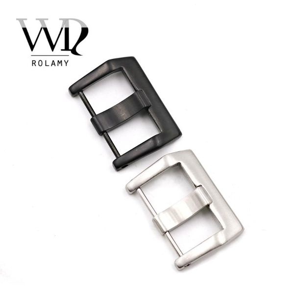 

watch bands rolamy 24mm wholesale 316l stainless steel band strap belt pre v screw pin buckle for bell&ross, Black;brown