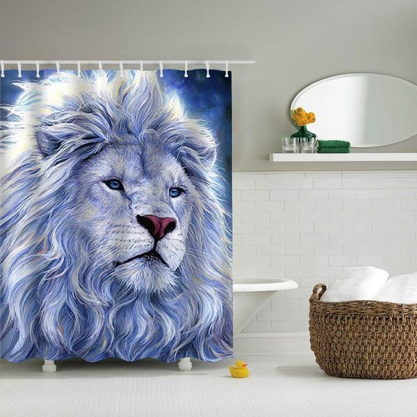 

shower curtains cute blue lion printed frabic waterproof polyester curtain bathroom 10 with hooks