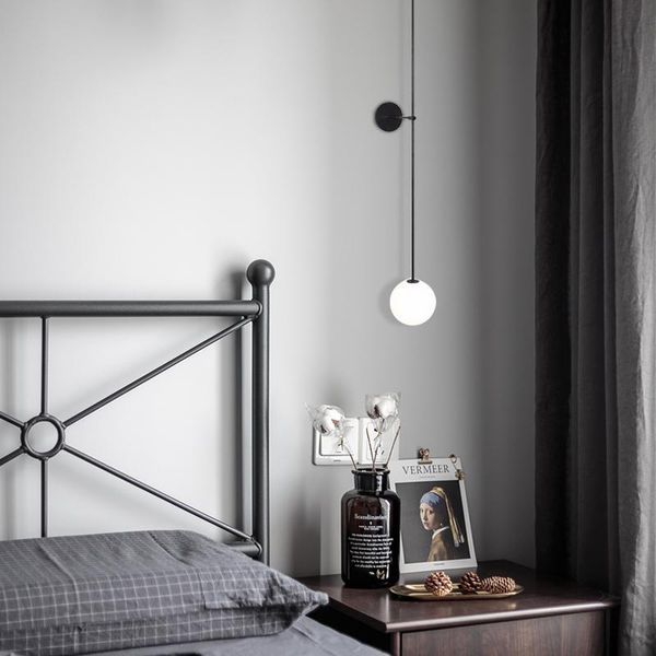 

wall lamp art decor glass ball light modern sconce led bedroom living room home indoor nordic brief fixture