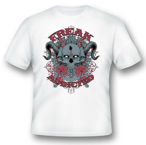 

freak addicted skulls black or white tee, White;black