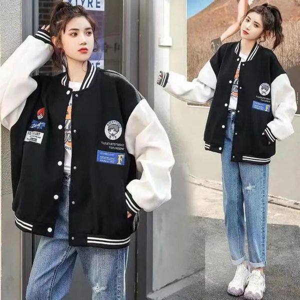 

women's jackets korean style coats ulzzang letter student women embroidery baseball uniform tide 2021 jacket female fashion loose, Black;brown