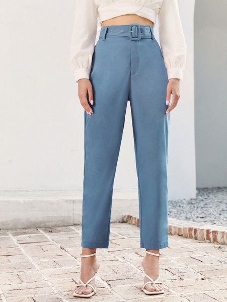 

high-rise belted tailored pants z4ez#, Black;white