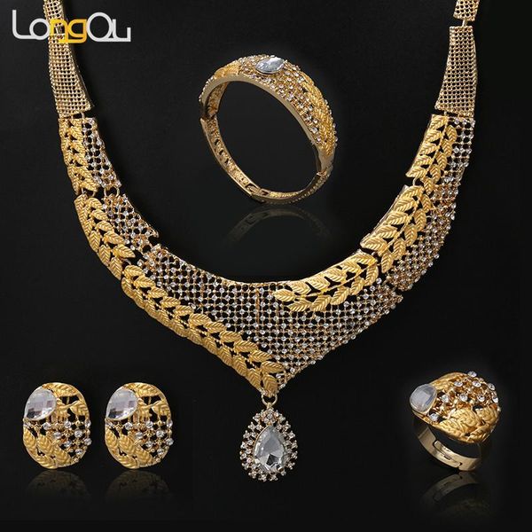 

earrings & necklace fashion wedding women jewelry set bridal three clock color splicing turkish prom dress accessories, Silver