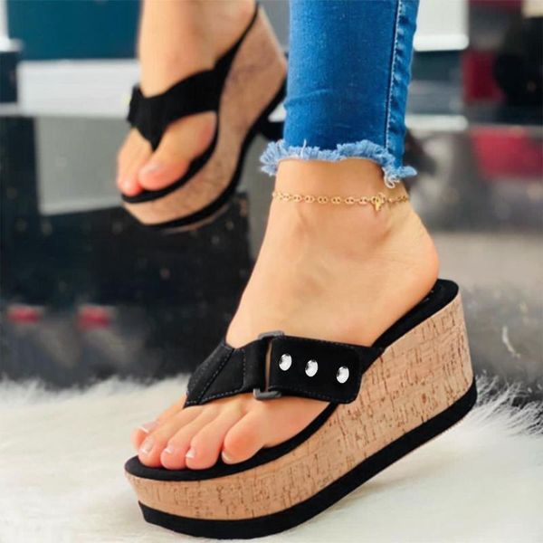 

sandals sagace women gladiator shoes summer buckle strap wedges beach open toe breathable high heels party, Black