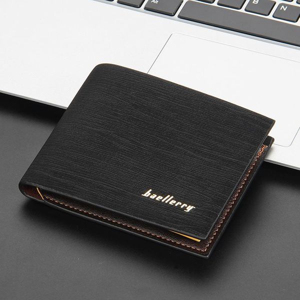 

men's short wallet korean version thin multi-card youth horizontal style simple business purse wallets, Red;black