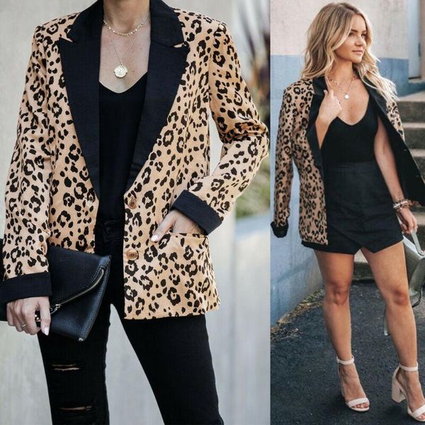 

vs&llwq fashion leopard print coat winter women jacket long sleeve jackets office lady femme veste women's, Black;brown