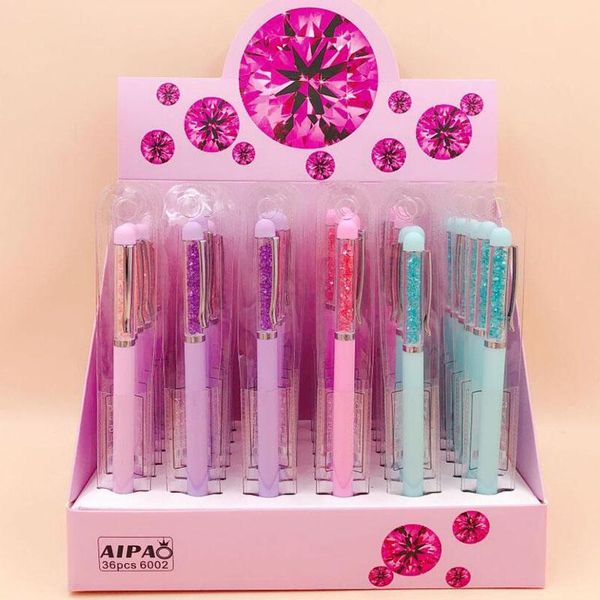 

gel pens 36 pcs/lot kawaii candy diamond pen cute 0.5mm black ink signature office school writing supplies promotional gift