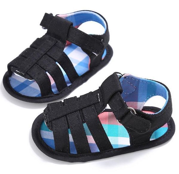 

sandals summer baby boys shoes born boy hollow prewalker soft sole 0-18m, Black;red