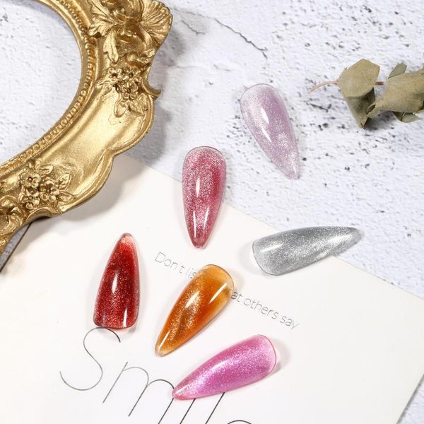 

nail gel extension ice crystal cat's eye quick uv potherapy, Red;pink