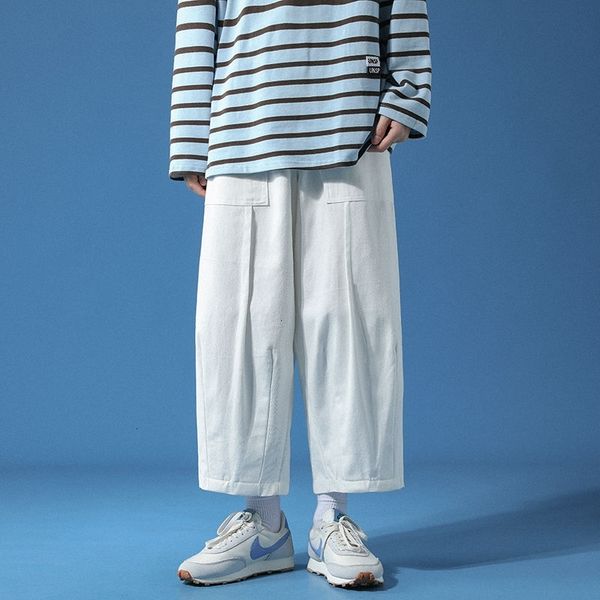 

pant spring summer wide-leg men's fashion solid color casual men streetwear korean loose hip-hop straight-leg pants mens, Black