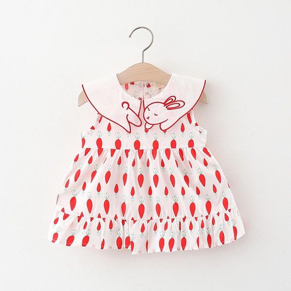 

baby girls print dress lapel 2021 summer girl's dresses, Red;yellow