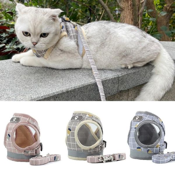 

cat collars & leads reflective pet harness and leash set for cats products pets mascotas mesh gotas accesorios szelki dla kota