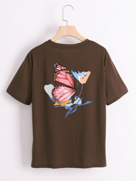 

butterfly and letter graphic tee f3bd#, White