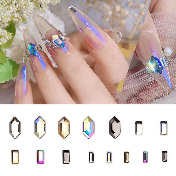 

20pcs super shiny crystal nail art rhinestones 3d flatback rectangle irregular diamond decorations glitter manicure accessories1, Silver;gold