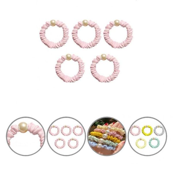 

hair accessories anti-deform 5pcs useful decorative fake pearl tie comfortable lightweight for daily wear, Slivery;white