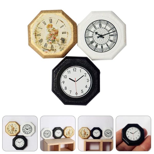 

wall clocks 3pcs retro clock ornaments wooden vintage adornments deskdecors