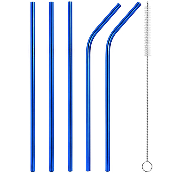 

drinking straws 5pcs colorful reusable 304 stainless steel straw straight bent eco-friendly metal home bar party travel accessory