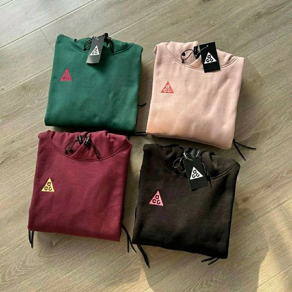 

designer warm hooded acg last axle is good]small embroidery plush sweater men's and women's hoodie, Black