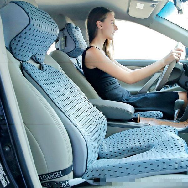 

seat cushions driving test waist cotton four seasons memory backrest car cushion set office headrest neck pillow accessories