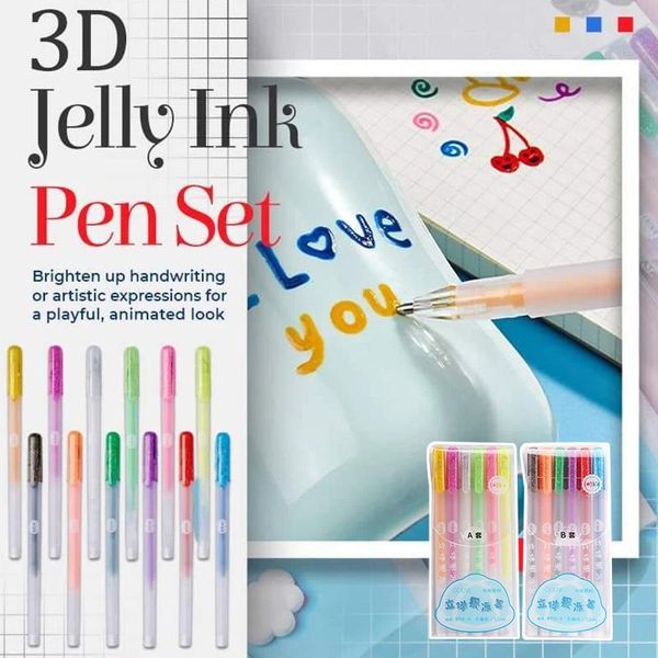 

gel pens 6/12pcs 3d glossy jelly ink pen waterproof fade-proof for diy card scrapbooks writing drawing sketching markers stationery
