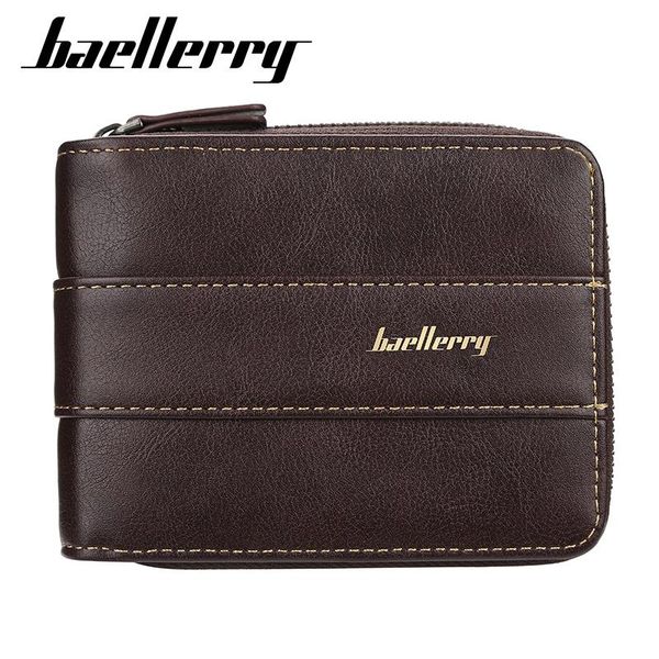 

wallet men classic style genuine leather wallets short male purse card holder fashion zipper coin pocket, White