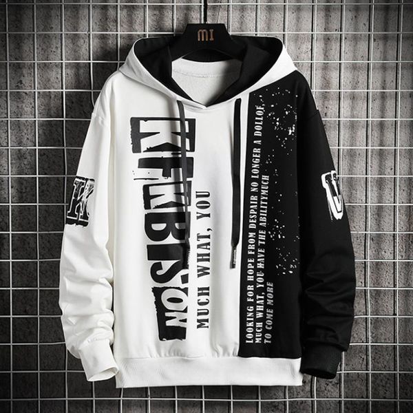 

hoodies for men letters print hooded sweatshirts 2021 oversized hoodie mens streetwear fashion pattern sweatshirt pullovers men's &, Black
