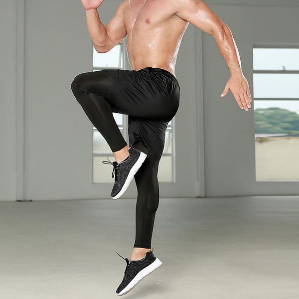 

arm & leg warmers 2021 black running fitness pants with pocket men 2 in 1 double-deck quick dry gym sport jogging workout sports