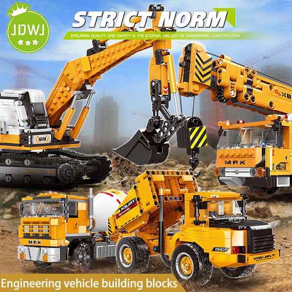 

722 pcs building block cement mixer bulldozer truck model bricks diy toys children gifts compatible all brands
