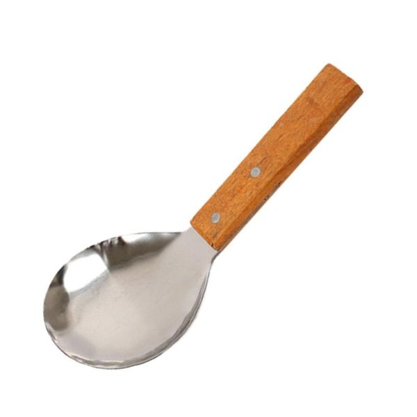 

spoons kitchen stainless steel rice spoon soup scoop serving with wooden handle utensil tableware for home restaurant house