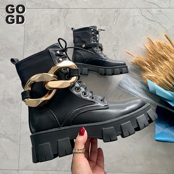 

boots [gogd] products ladies zipper ankle 2021 autumn the chain and winter fashion comfortable size 36-41, Black