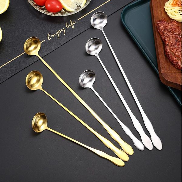 

spoons stainless steel tablespoons seasoning spoon gourd long handle tableware kitchen ramen soup ladle tea cooking utensils