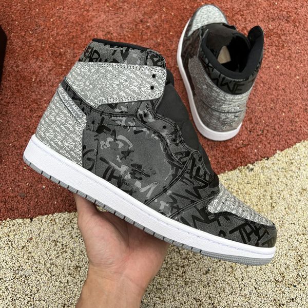 

jumpman 1 high og rebellionaire men basketball shoes womens 1s black white-particle grey outdoor running sports sneakers 555088-036