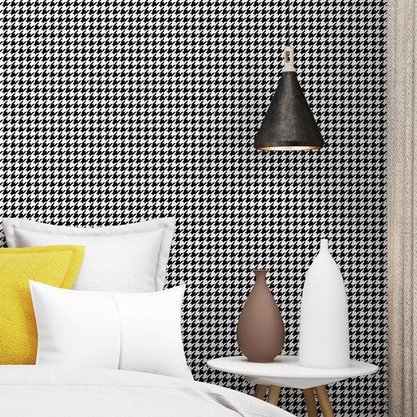

wallpapers houndstooth black and white lattices wallpaper modern simple plain northern european style ins bedroom living room background