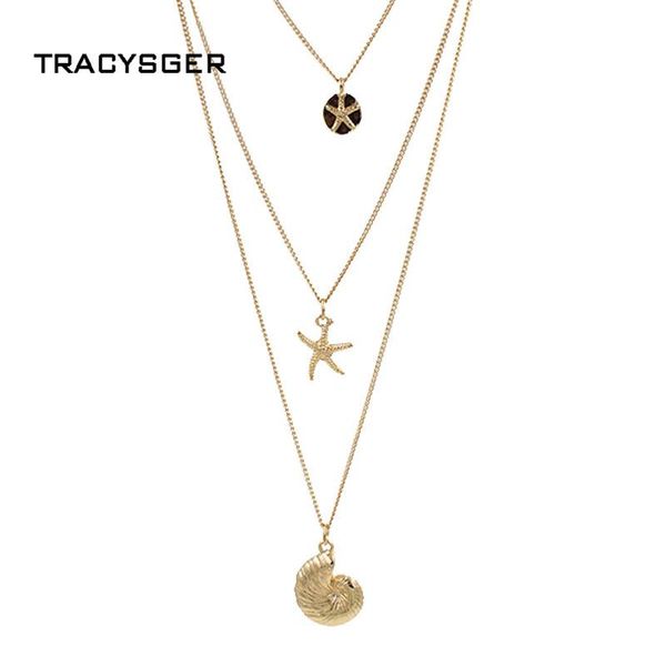 

bt-84574 /tracysger/ fashion conch shell layer necklace chains, Silver