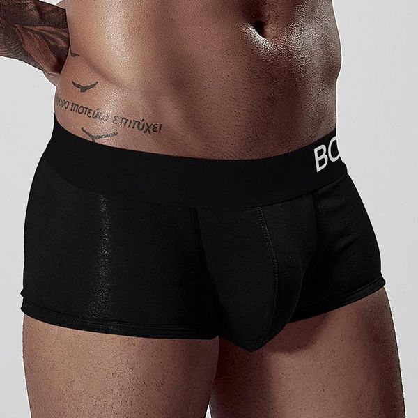 

underpants orlvs boxers inside printed tagless label male super elasticity thinness breasable fine fleece convex logo belt men, Black;white