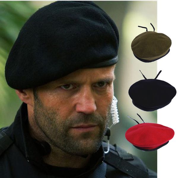 

men and women outdoor breathable pure wool beret hats caps special forces soldiers death squads military training camp hat, Blue;gray
