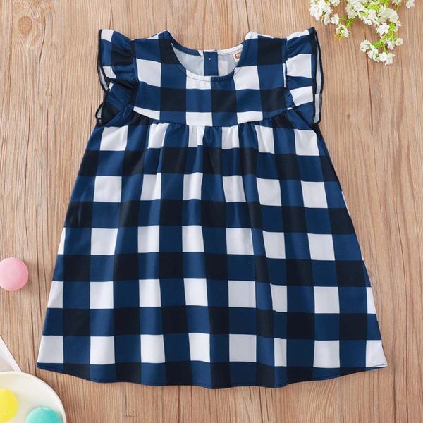 

girl's dresses 6months-5years baby girls children's casual red and blue sleeveless plaid dress clothes neonato abbigliamento frenc, Red;yellow