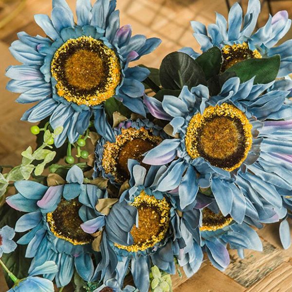 

artificial flowers big sunflower bunch silk real touch simulation fake for wedding decoration home garden supply floral decorative & wreaths