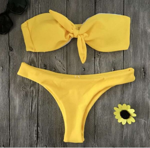 

the bikini solid strapless bikini, White;black