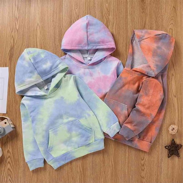 

baby / toddler tie-dye colorful long-sleeve hooded pullover 210528, Black