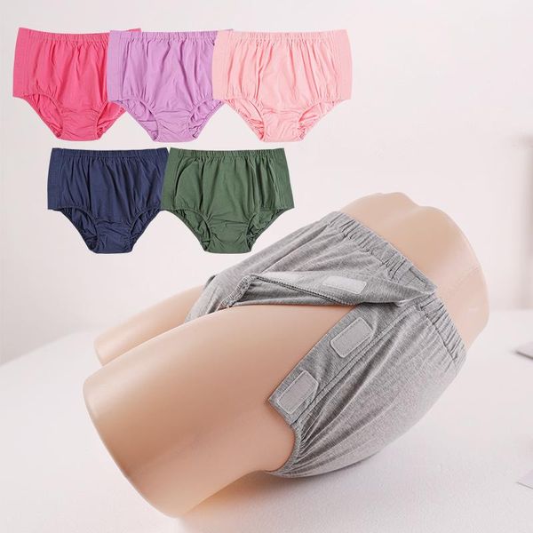 

underpants hook&loop men's panties pure cotton rehabilitation nursing briefs easy to wear off neutral men underwear loose breathable br, Black;white